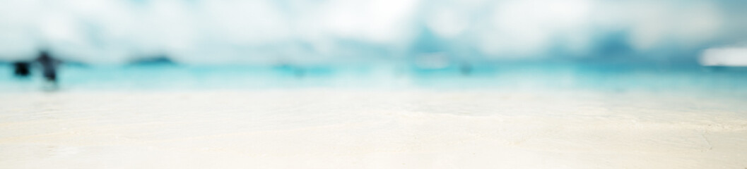 Fototapeta na wymiar Tropical beach bokeh panorama