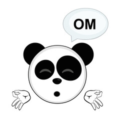 vector illustration face of a panda bear cartoon meditating and bubble of dialogue with the text OM