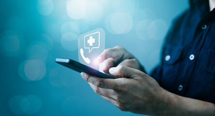 Empowering Health Care, Businessman Engages with Medical Service Network