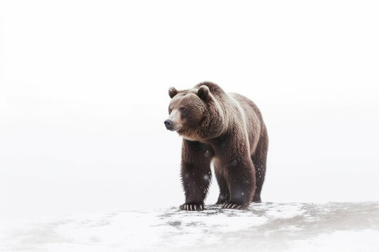 Bear in Wildlife white background, Generative AI