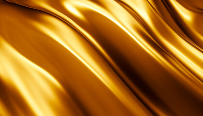 abstract flowing waves of luxurious liquid gold with pleasant glossy yellow surface velvet texture