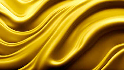 abstract flowing waves of luxurious liquid gold with pleasant glossy yellow surface velvet texture