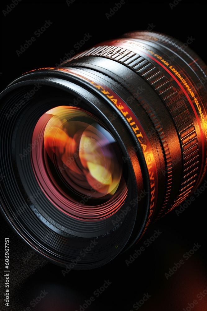 Poster a conceptual image of a camera lens capturing the essence of a subject, such as a portrait or a stil