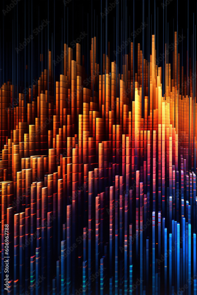 Leinwandbilder  A computer-generated of stock market chart lines forming intricate patterns and shapes, highlighting the interconnectedness of financial data.  Generative AI technology.