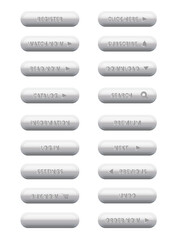 Set of silver vector 3d buttons for website.