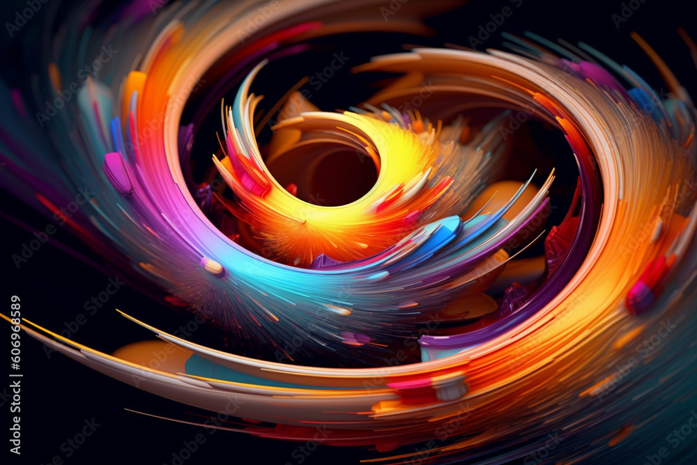 Aufkleber  A digital illustration of abstract shapes and forms interconnecting and radiating energy, representing the flow and balance of clear energy in the universe.  Generative AI technology.