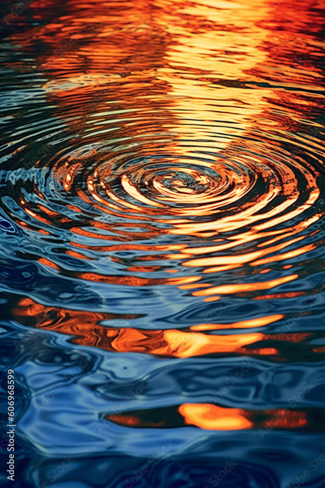 Poster a digitally manipulated photograph of water ripples and reflections, creating an abstract representa
