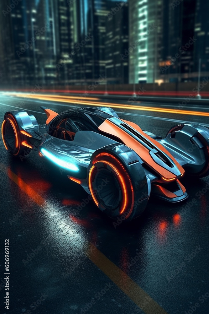 Aufkleber a digital art futuristic vehicle design, showcasing sleek and innovative transportation concepts tha