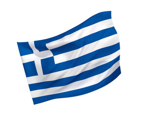 Simple 3D Greece flag in the form of a wind-blown shape
