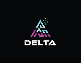 Simple Colorful illuminated Delta Triangle Logo Design Template