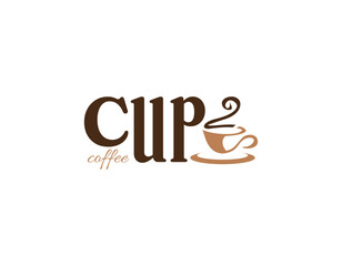 Simple Cup of Coffee With Typography Logo Design Template
