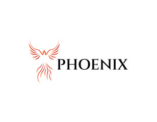 Simple Red Phoenix Bird Business Logo Design Template