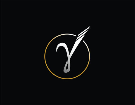 Simple Black Gold Gamma Symbol Logo Design Template