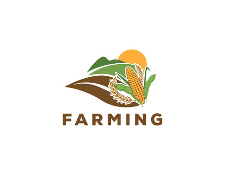 Simple Grain and Bean Farming Logo Design Template