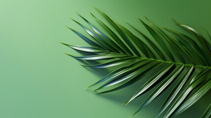 Elegant palm leaf on a colored backdrop. GENERATE AI