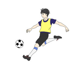 Fototapeta na wymiar サッカーボールを蹴るシーン01