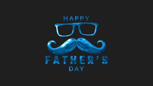 Happy Father's Day Animated Text in Blue Color. Great for Father's Day Celebrations, with alpha or transparent background, for banner, social media feed wallpaper stories