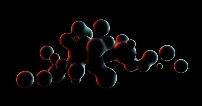 Smooth dark glowing abstract fluid metaballs morphing shapes. Eye catching pleasant motion. Perfect endless looping.