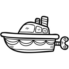 isolate doodle illustration boat toy