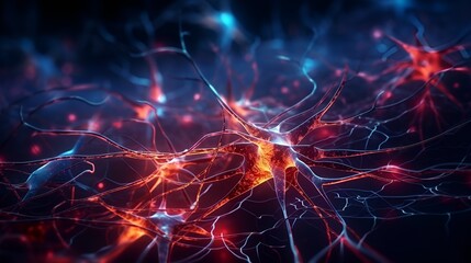 Neurons cells with glowing light neuroscience