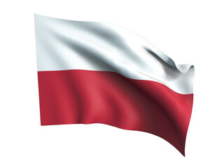 Poland flag is waving .Png transparency
