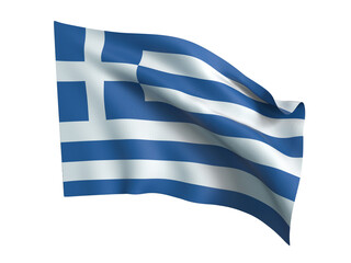 Greece flag. Waving colorful Greece flag .Png transparency
