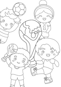Kids Playing Soccer Ball Sport Activity Coloring Pages for Kids ans Adult