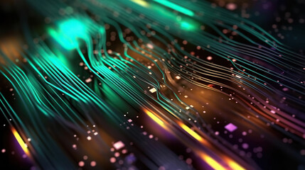 Obraz premium Modern digital abstract 3D background. Can be used in the description of network abilities, technological processes, digital storages, science, education, etc. Copy space. Based on Generative AI