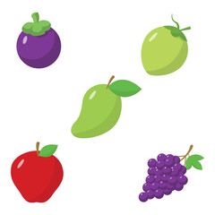 Fruits Icons of colorful fruits. The icons were drawn in free hand . Can be used for supermarket categories, for learning, as a poster fruit illustration