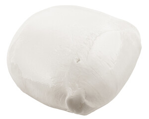 Mozzarella cheese isolated on white background, full depth of field