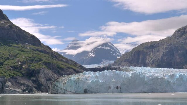 Super slow panning in Alaska - view of a Glacier. Cruise experience in supper - Alaska