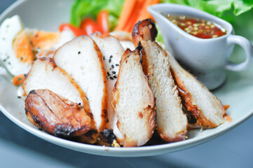 noodles, Chinese egg noodles or Chinese noodles with grilled chicken