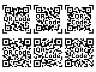 Collection Feuille d'icônes de 6 QR Code - Noir