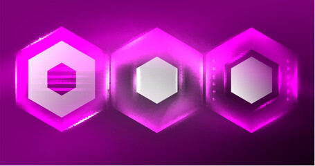 Neon hexagon background. Hi-tech design for wallpaper, banner, background, landing page, wall art, invitation, prints, posters