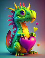 Cub dragon in 3d style. Generative AI Digital Illustration