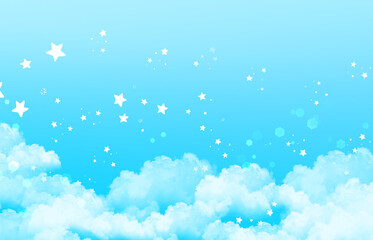 Fototapeta na wymiar blue sky with clouds and star