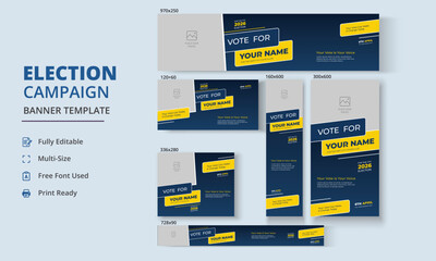 Election Campaign Banner Template, Political Campaign Banner Template, Vote Banner Template, Political Election Poster