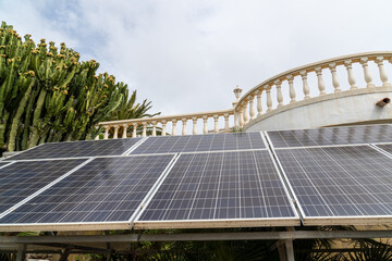 Solar panels in the terrace of a house