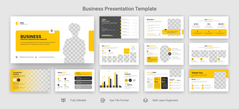 Creative business powerpoint presentation slides template design set