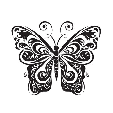 Butterfly continuous line drawing elements set isolated on white background for logo or decorative element. Vector illustration of various insect forms in trendy outline style