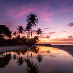 Fototapeta na wymiar A Symphony of Light: Reveling in the Stunning Beach Sunset