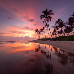 Fototapeta na wymiar Golden Horizons: Basking in the Beauty of the Beach Sunset