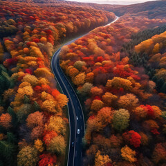 aerial view of the road