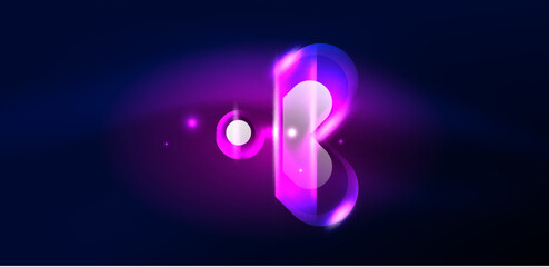 Abstract background glowing neon light geometric shapes. Space cosmic or magic energy vector wallpaper For Wallpaper, Banner, Background, Card, Book Illustration, landing page