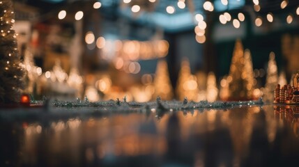 Blurred image of street with Christmas illumination. Generative AI 