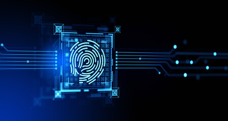 Biometric scanning and digital hologram with fingerprint, data protection