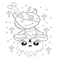 Vector pastel goth and creepy kawaii coloring page