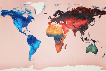 Highly detailed colorful geographic world map