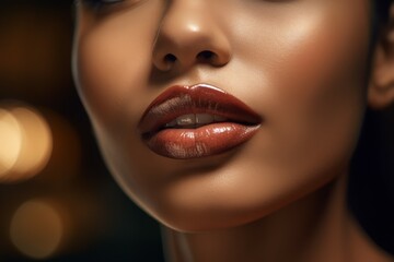 Fototapeta premium Beautiful female lips. Generate Ai