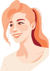 Vector portrait avatar of young pretty woman.